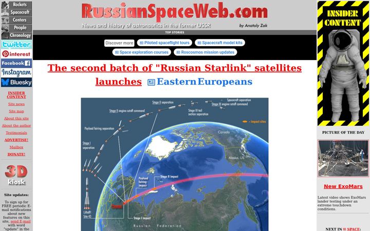 Screenshot of russianspaceweb.com