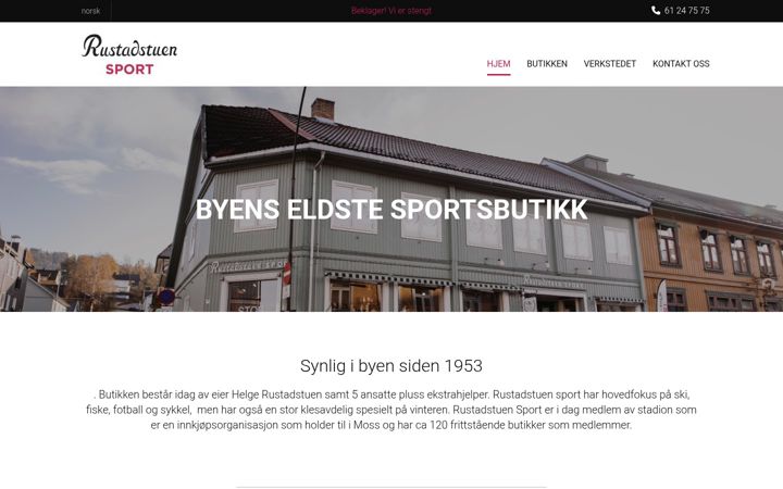 Screenshot of rustadstuensport.no