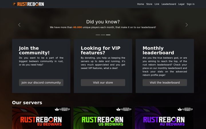 Screenshot of rustreborn.gg