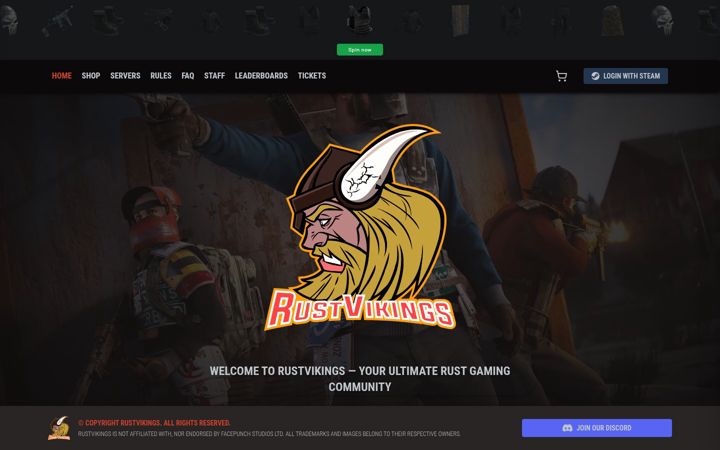 Kuvakaappaus sivustosta rustvikings.com