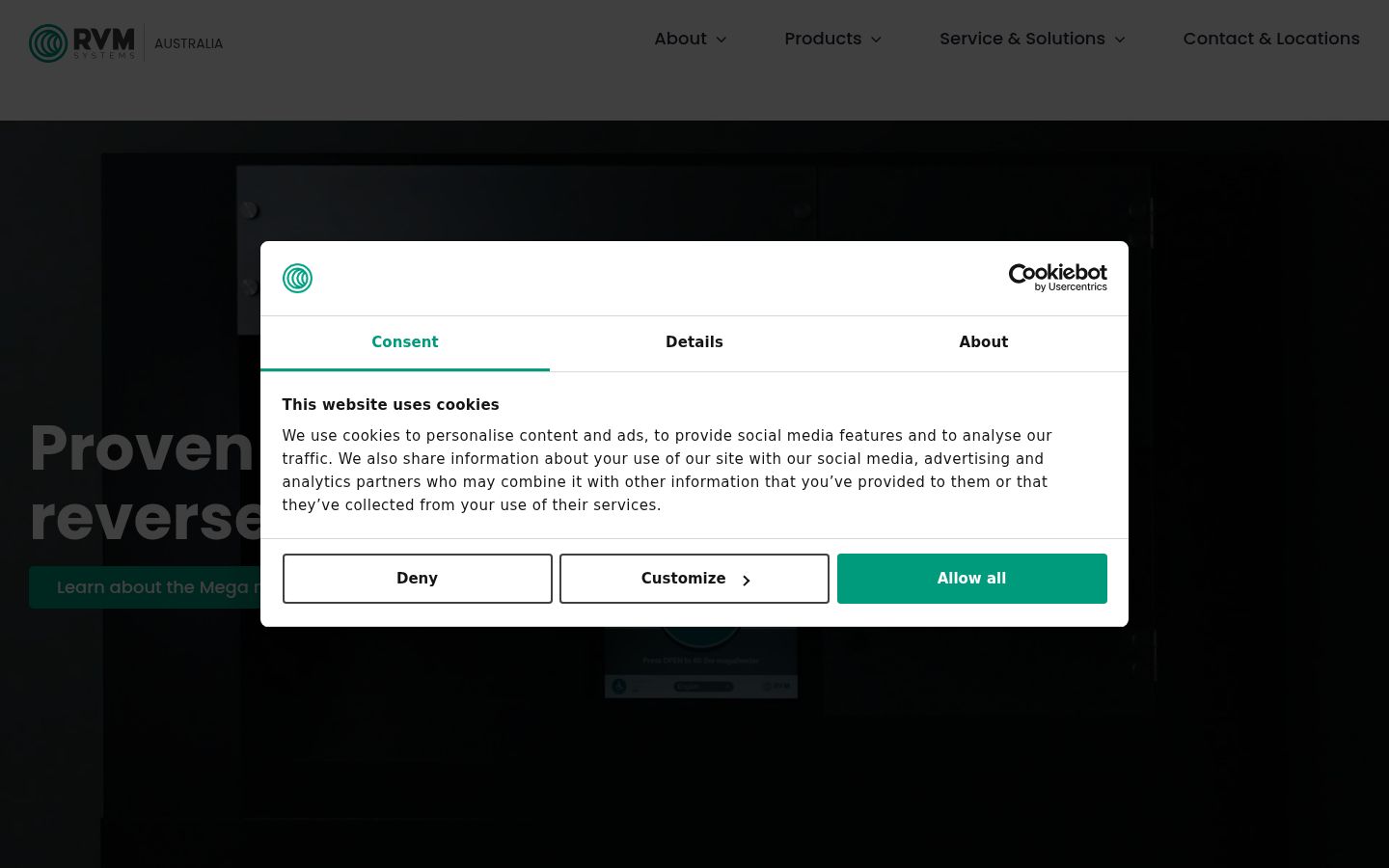 Screenshot of the consent banner shown before any interaction