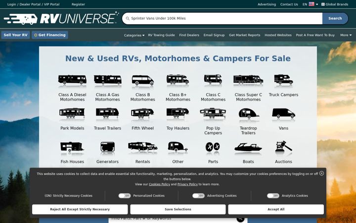 Screenshot of rvuniverse.com