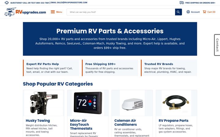 Screenshot of rvupgradestore.com