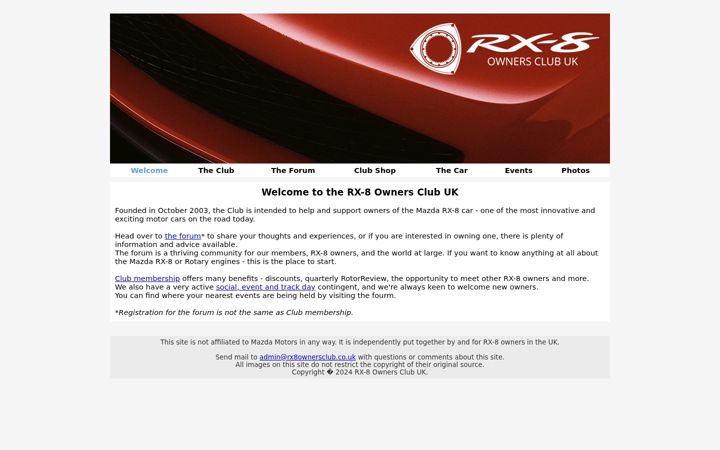 Screenshot of rx8ownersclub.co.uk
