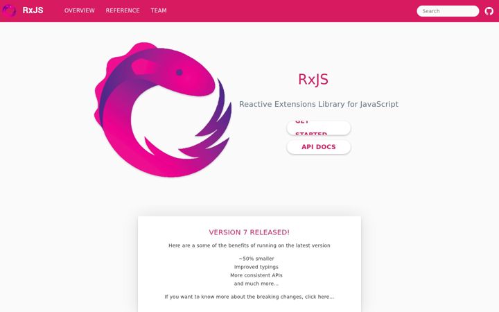 Screenshot of rxjs.dev