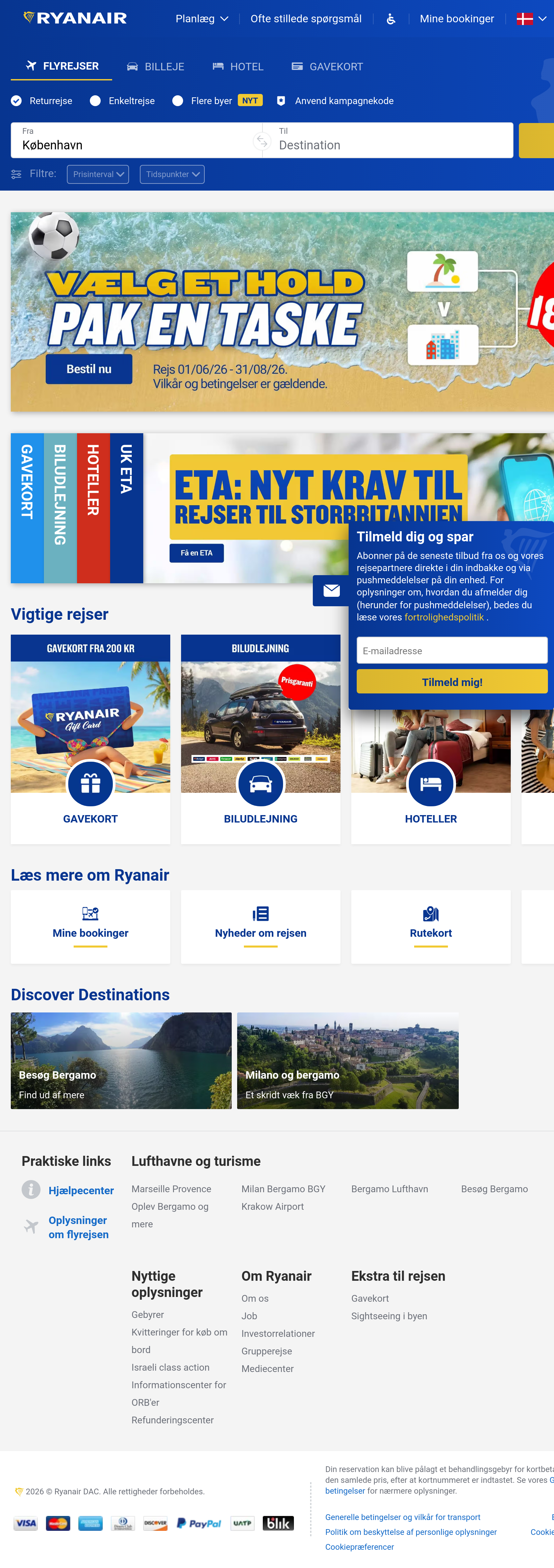 Tablet screenshot of ryanair.com