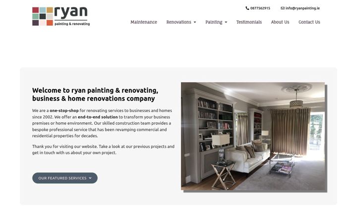 Skärmbild av ryanpainting.ie