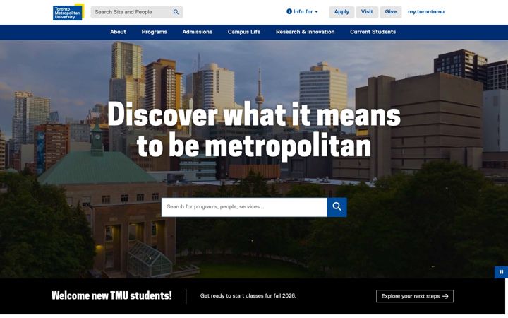 Screenshot ta' ryerson.ca