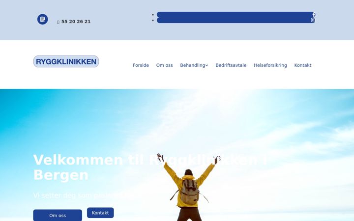 Skjámynd af ryggklinikken.no