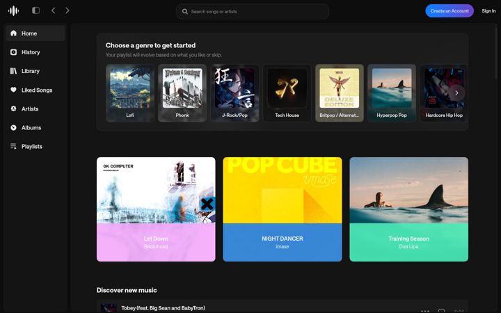 Screenshot of rythm.fm
