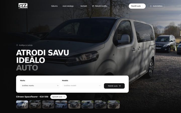 Snímek obrazovky rzautoparks.lv