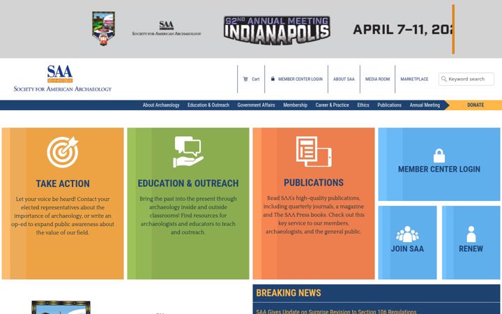 Screenshot of saa.org