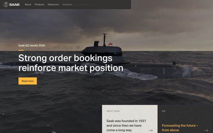 Screenshot di saab.com
