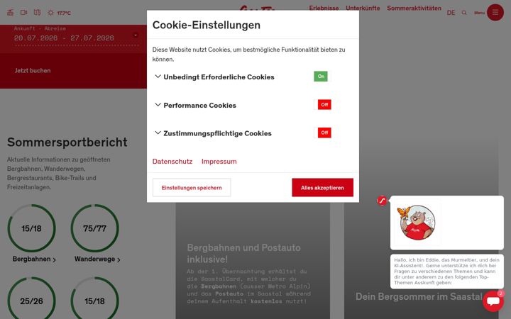 Screenshot of saas-fee.ch