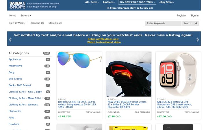 Screenshot of sabbashop.com