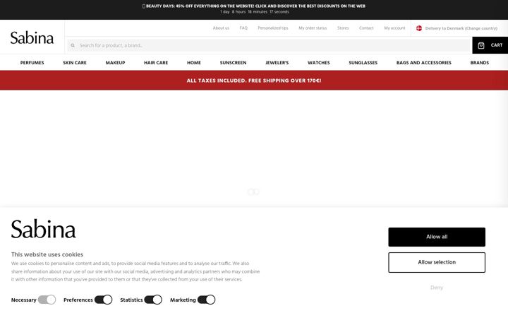 Screenshot von sabina.com