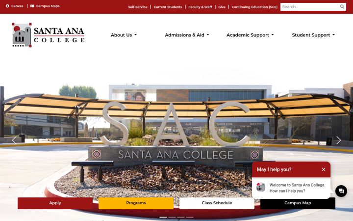 Screenshot of sac.edu
