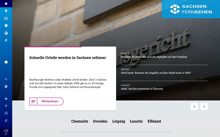 Screenshot of sachsen-fernsehen.de