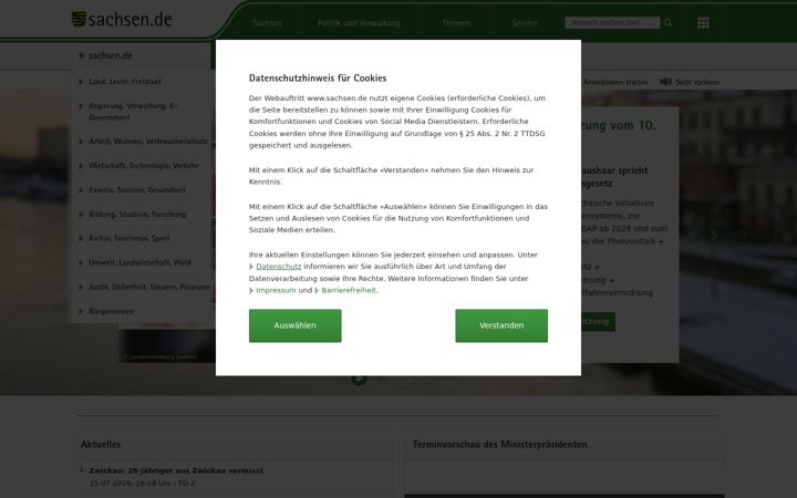 Screenshot von sachsen.de
