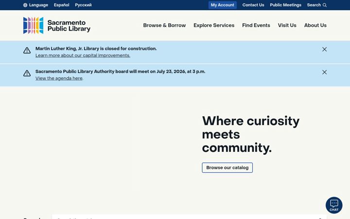 Screenshot of saclibrary.org