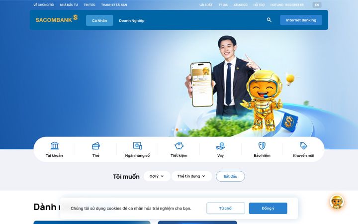 Screenshot of sacombank.com.vn