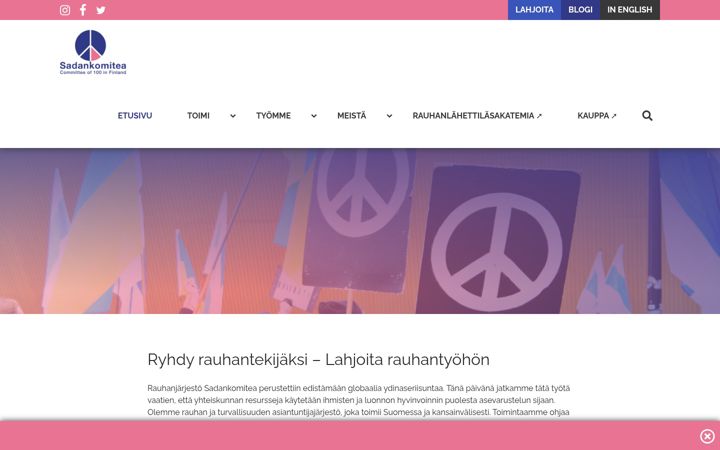 Screenshot of sadankomitea.fi