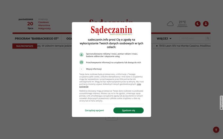 Screenshot of sadeczanin.info