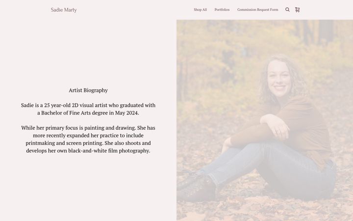 Screenshot of sadiemartyart.com
