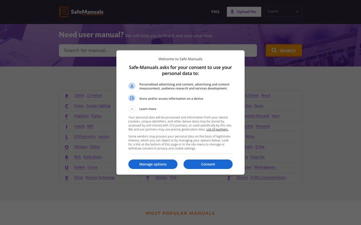 Screenshot of safe-manuals.com