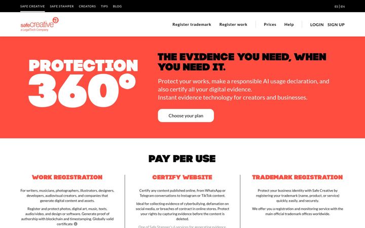 Screenshot of safecreative.org