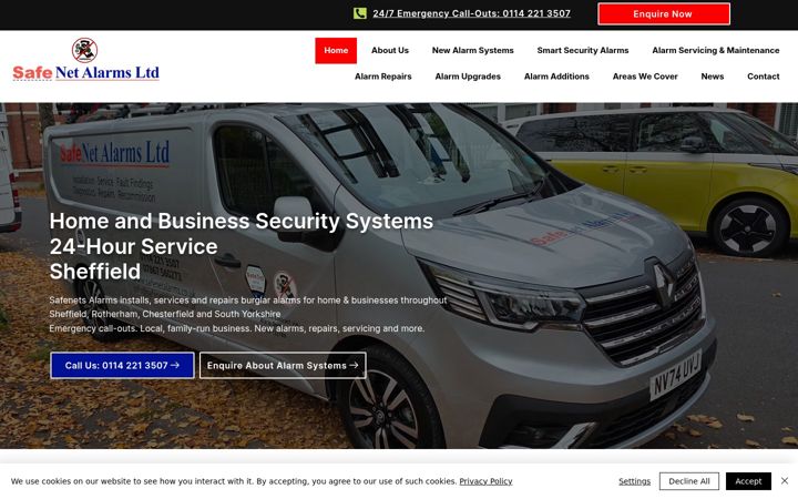 Captură de ecran a safenetalarms.co.uk