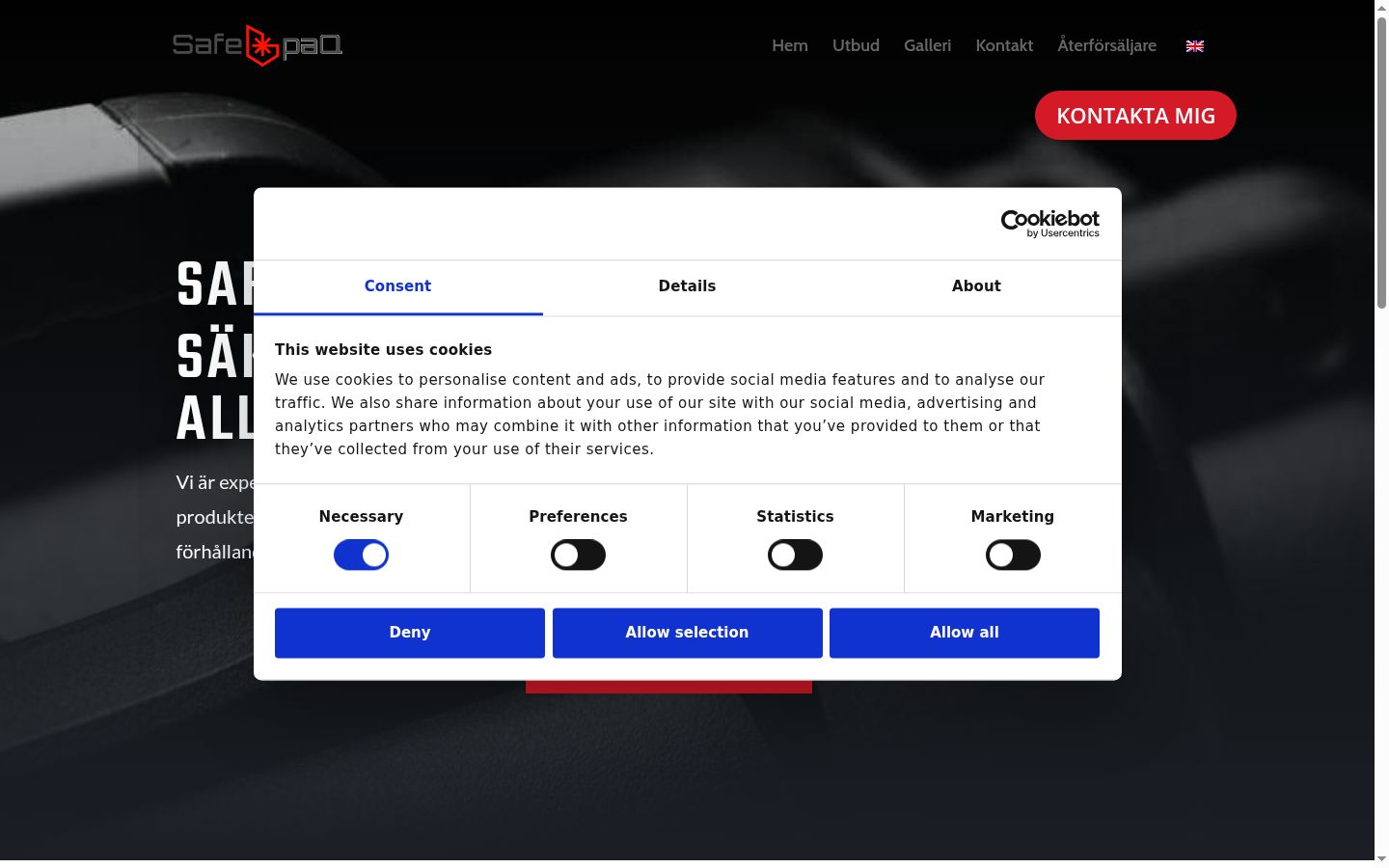 Screenshot del banner di consenso mostrato prima di qualsiasi interazione