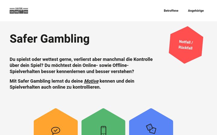 Skærmbillede af safer-gambling.ch