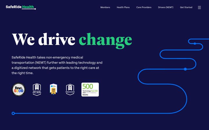 Screenshot of saferidehealth.com
