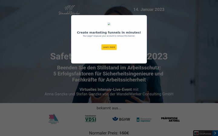 Screenshot of safetyculturekickoff.de