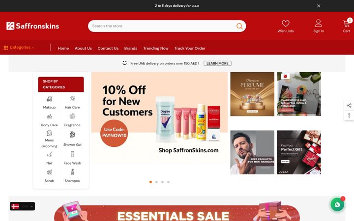 Screenshot of saffronskins.com