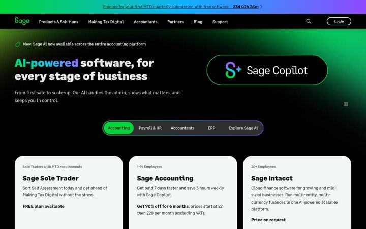 Screenshot di sage.com