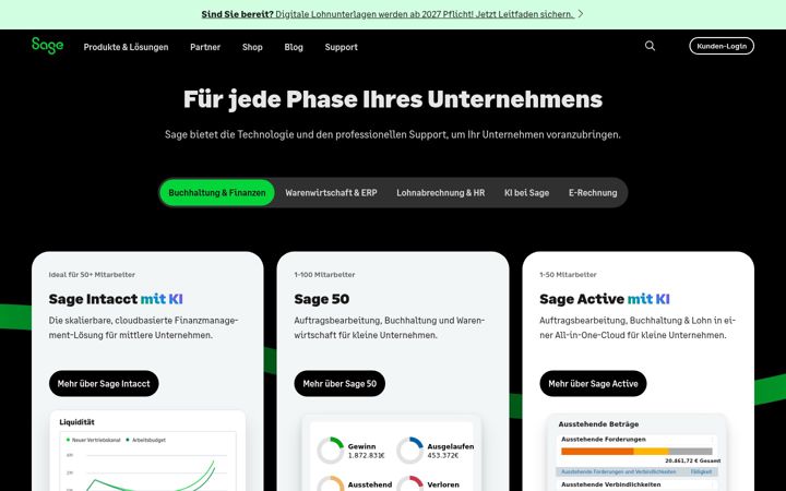 Screenshot of sage.de