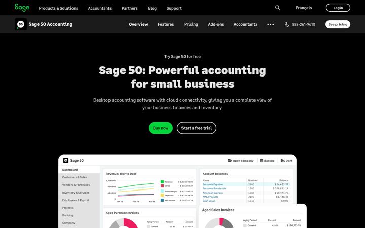 Screenshot of sage50accounting.ca