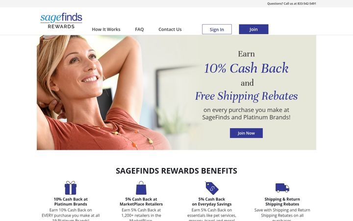 Екранна снимка на sagefindsrewards.com