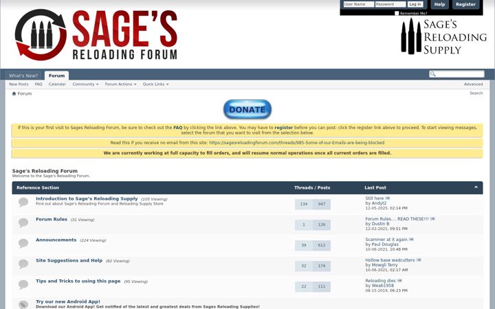 Screenshot of sagesreloadingforum.com