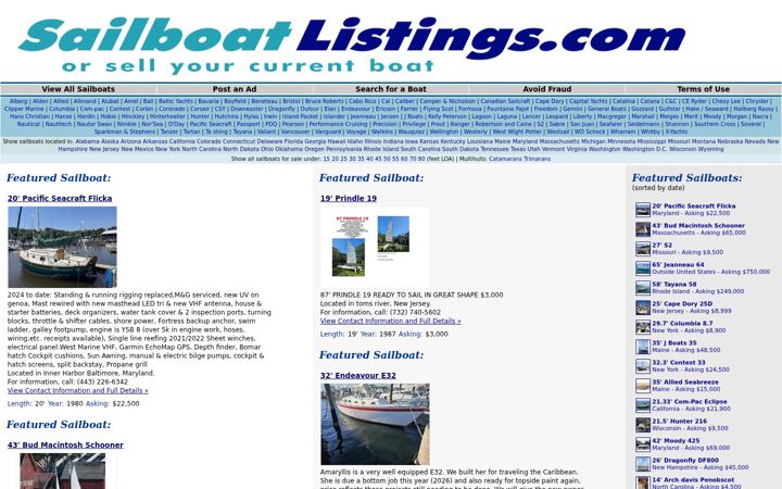 Screenshot of sailboatlistings.com