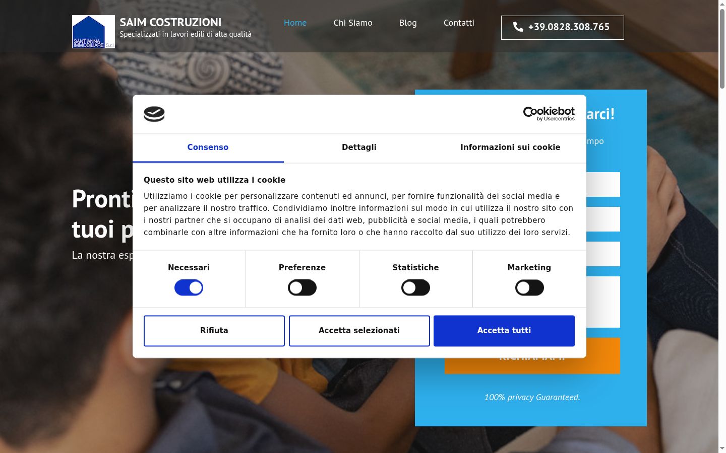 Captura de ecrã do banner de consentimento apresentado antes de qualquer interação