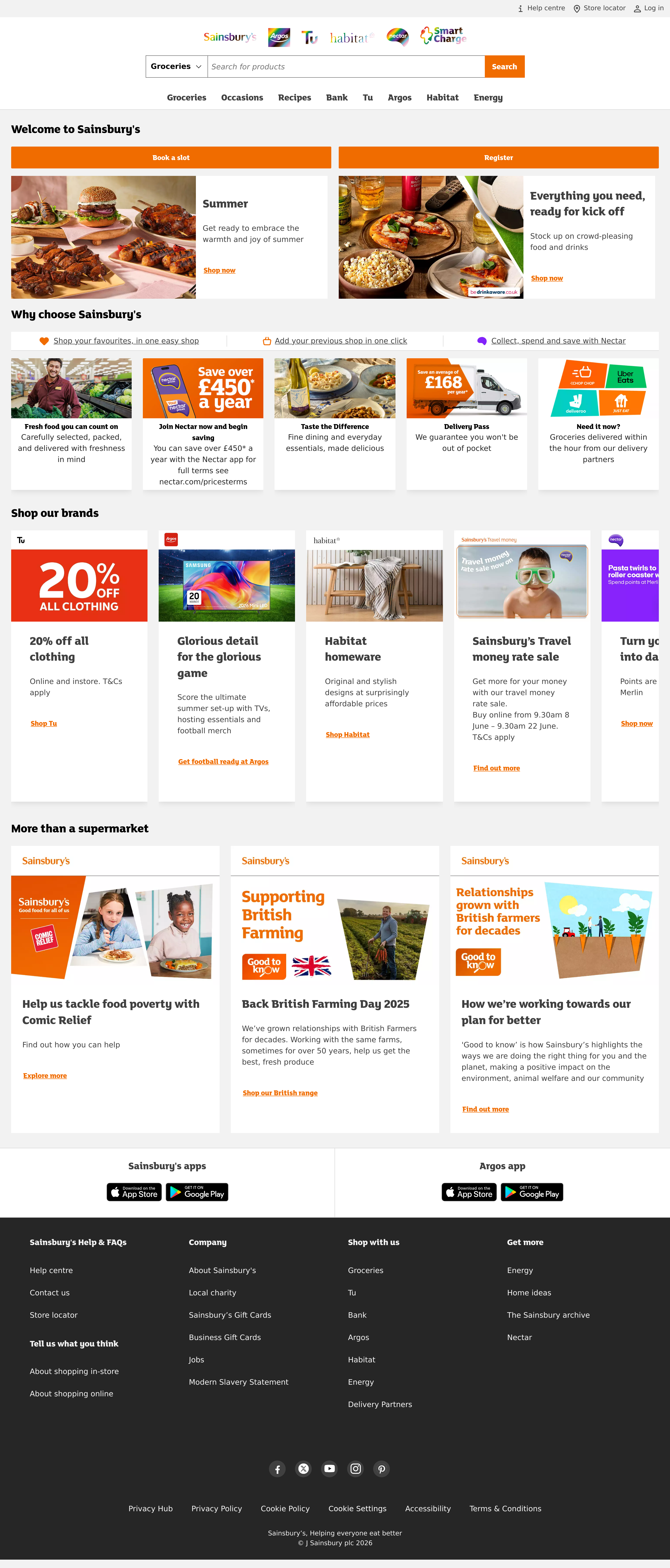 Screenshot of sainsburys.co.uk