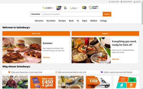 Screenshot of sainsburys.co.uk