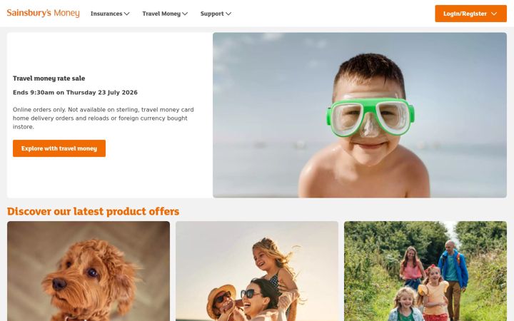 Screenshot of sainsburysbank.co.uk