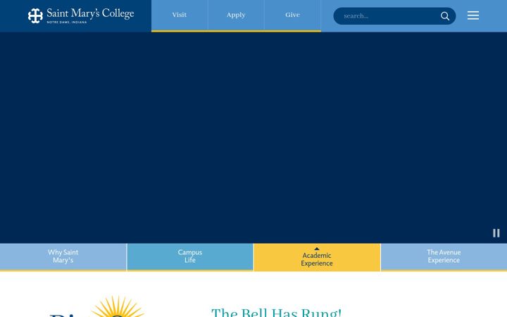 Screenshot of saintmarys.edu
