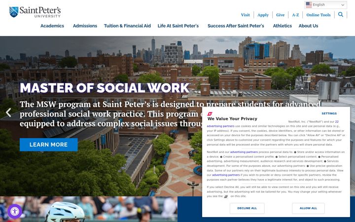 Screenshot of saintpeters.edu