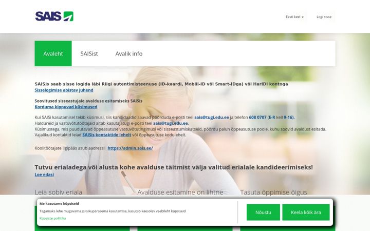 Screenshot stránky sais.ee