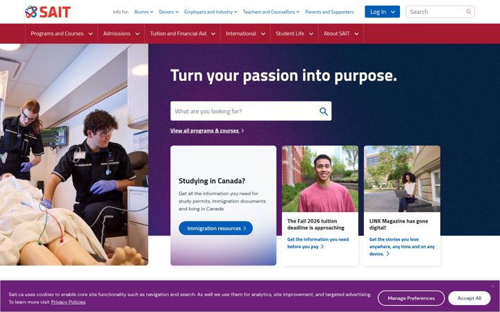 Screenshot of sait.ca